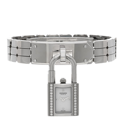 Hermes Stainless Steel Diamond 16mm Kelly Quartz Watch 1 of 4
