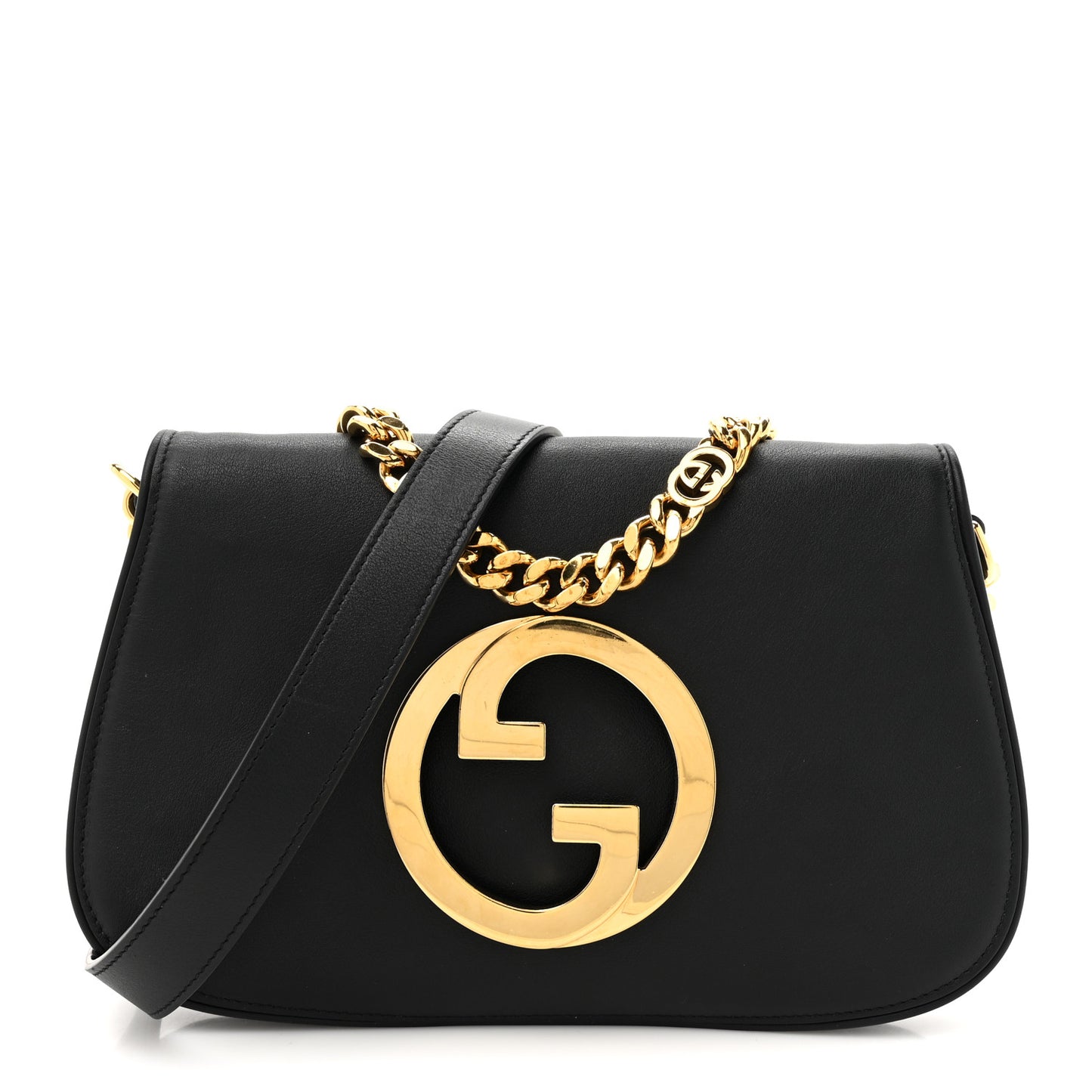 Roxy Calfskin Blondie Chain Shoulder Flap Bag Black
