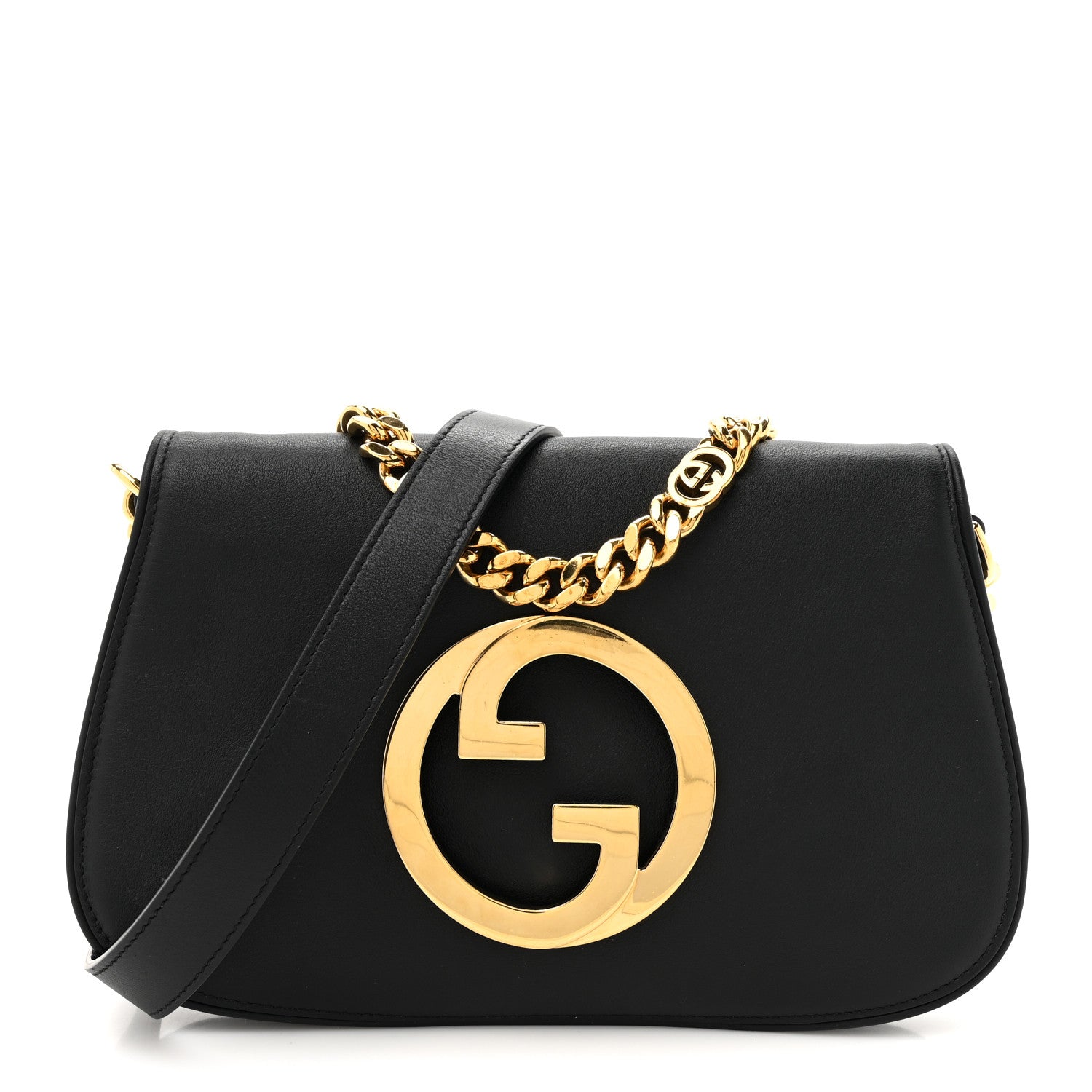 Gucci Roxy Calfskin Blondie Chain Shoulder Flap Bag Black 1 of 12
