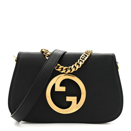 Gucci Roxy Calfskin Blondie Chain Shoulder Flap Bag Black 1 of 12