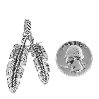 David Yurman Sterling Silver Cable Collectibles Feather Enhancer Pendant 2 of 3