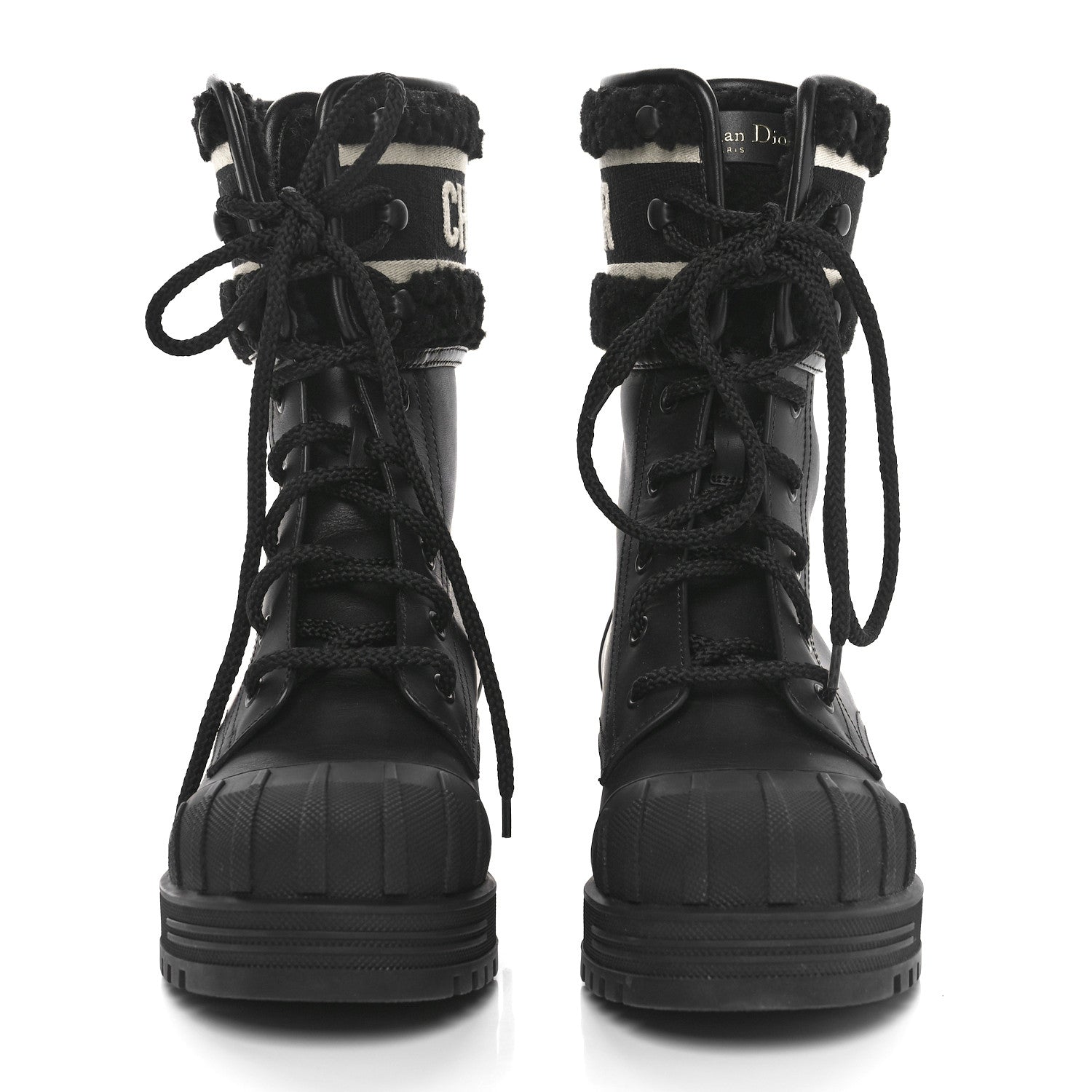 Christian Dior Calfskin Shearling Technical Fabric D-Major Ankle Boots 36 Black White 2 of 8