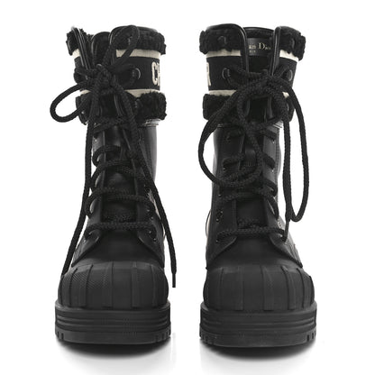 Christian Dior Calfskin Shearling Technical Fabric D-Major Ankle Boots 36 Black White 2 of 8