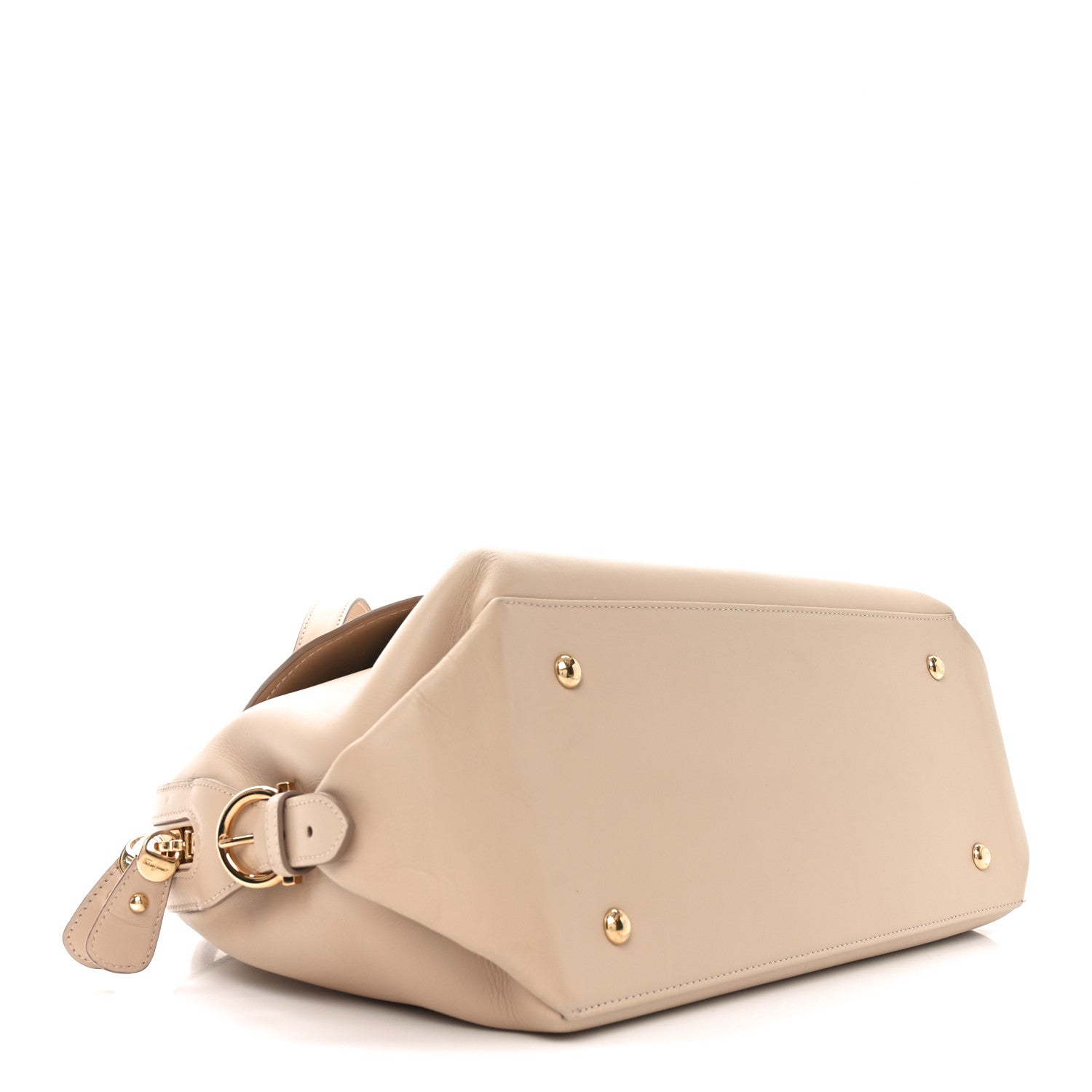 Salvatore Ferragamo Calfskin Fiamma Bag New Bisque 4 of 9