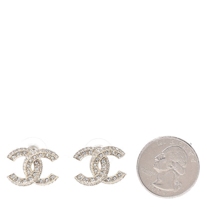 Chanel Crystal Timeless CC Earrings Light Gold 2 of 5