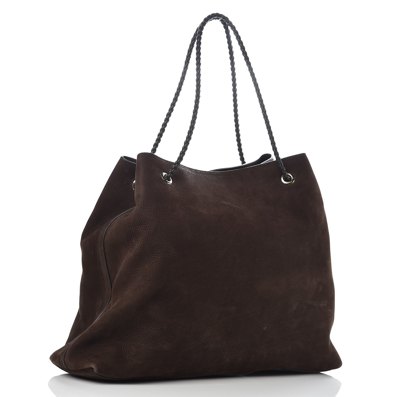 Gucci Nubuck Large Braided Handle Gifford Tote Brown 3 of 10