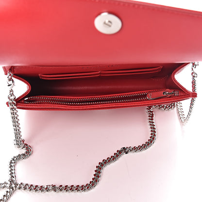 Christian Dior Grained Calfskin Diorama Wallet on Chain Pouch Rouge Vif 5 of 9