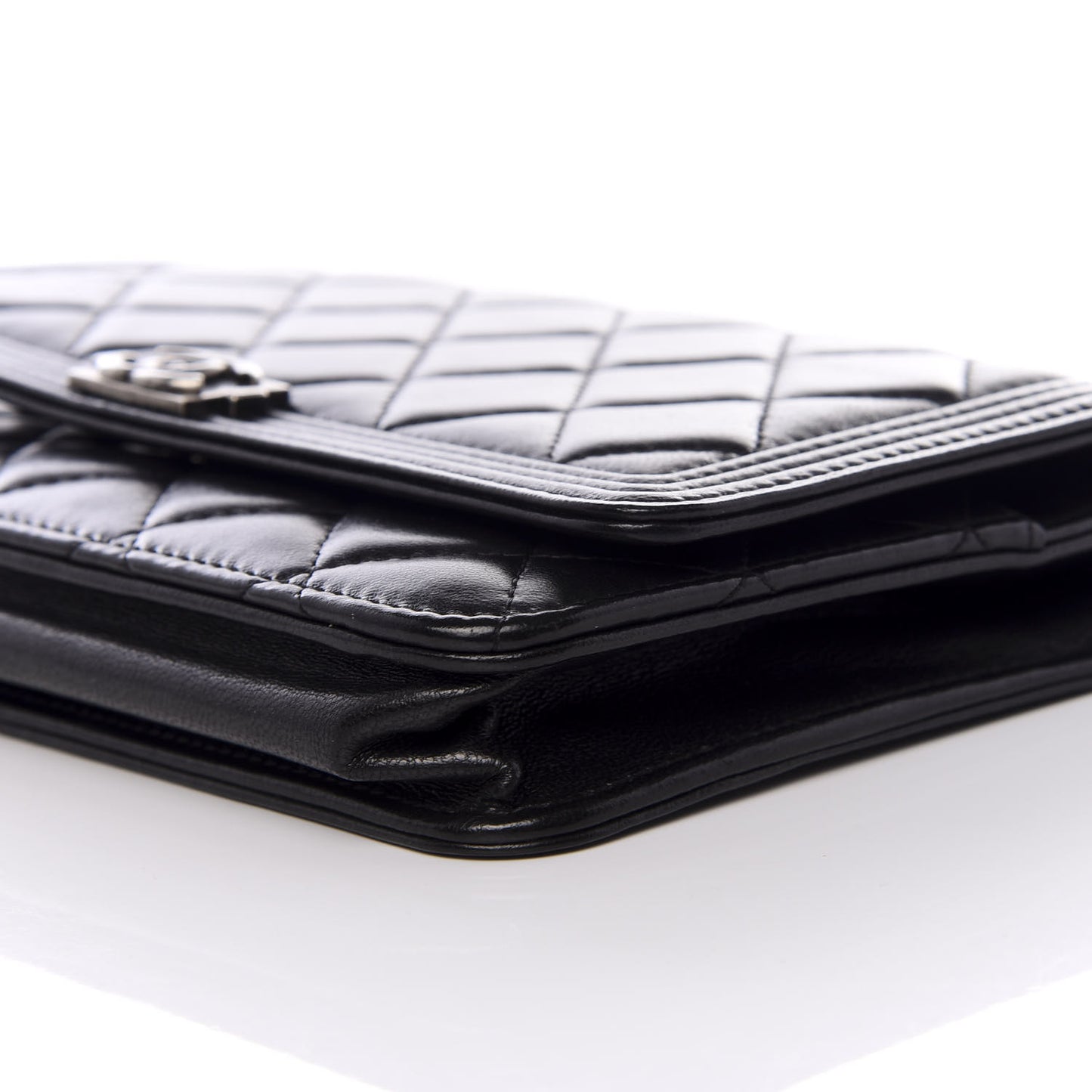 Lambskin Quilted Boy Wallet On Chain WOC Black