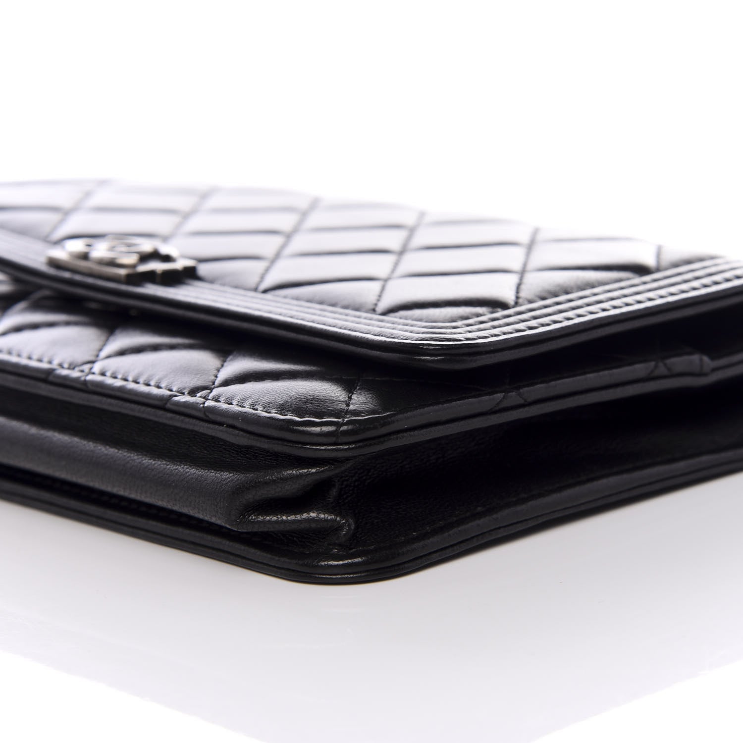 Chanel Lambskin Quilted Boy Wallet On Chain WOC Black 7 of 9