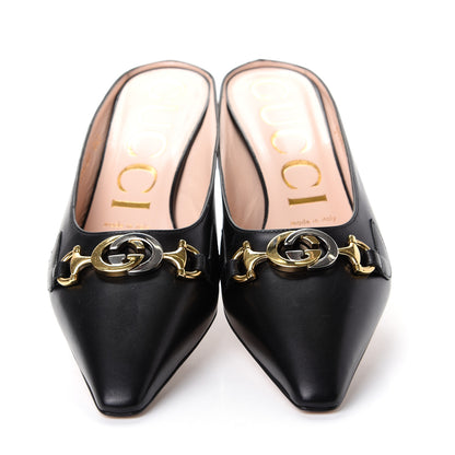 Gucci Malaga Kid Zumi Low Heel Mules 38 Black 5 of 11