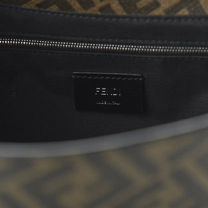 Fendi Glazed Fabric Vitello Liberty FF 1974 Diagonal New Messenger Flap Tobacco Moresco Black 8 of 10