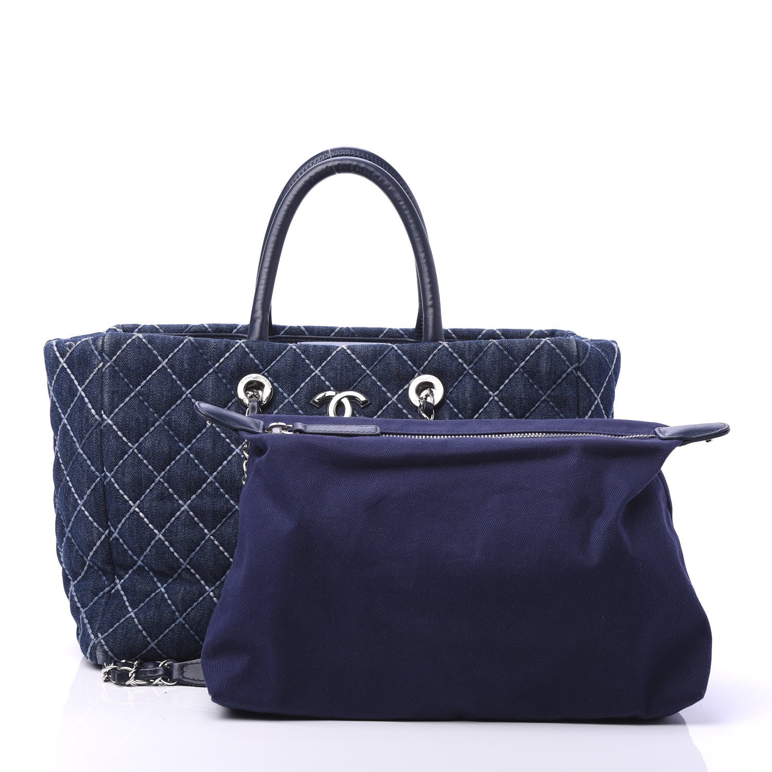 Chanel Denim Quilted Medium Coco Handle Shopping Tote Blue 12 of 12