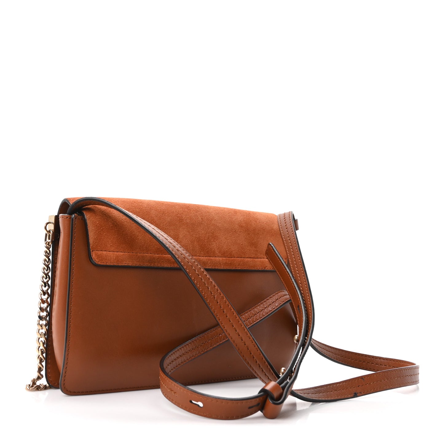 Suede Calfskin Small Faye Shoulder Bag Tobacco