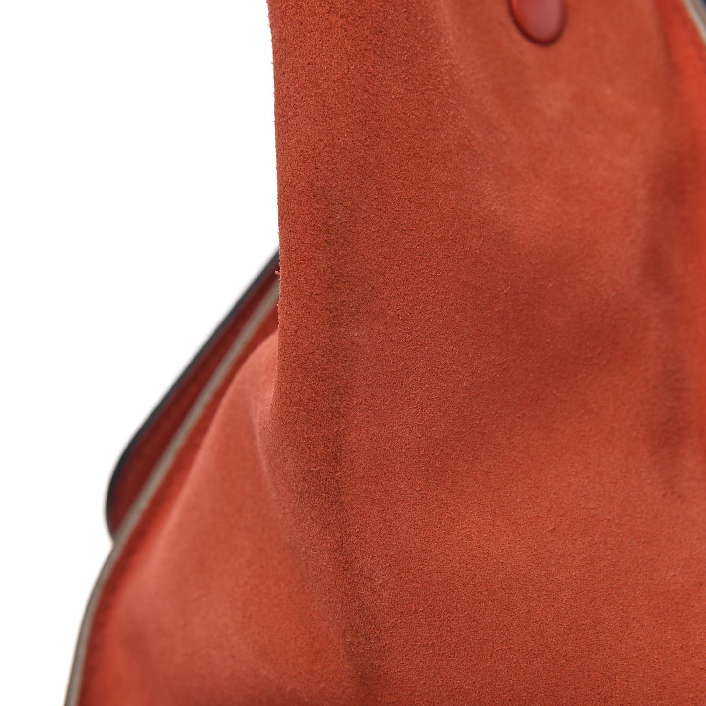Smooth Calfskin Suede Medium Tri-Color Trapeze Orange