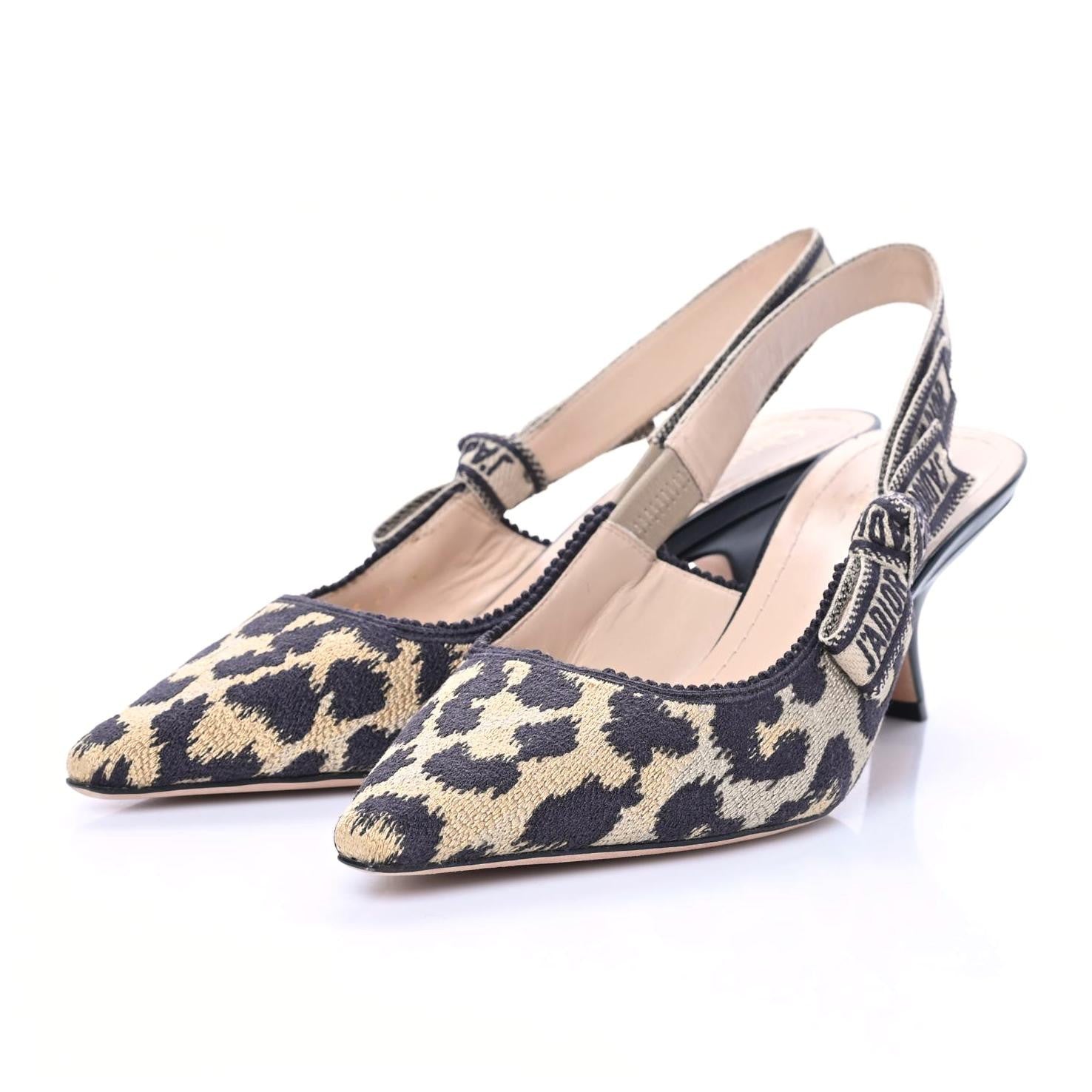 Christian Dior Mizza Cotton Ribbon Embroidered J'Adior Slingback 65mm Pumps 38 Natural 3 of 10