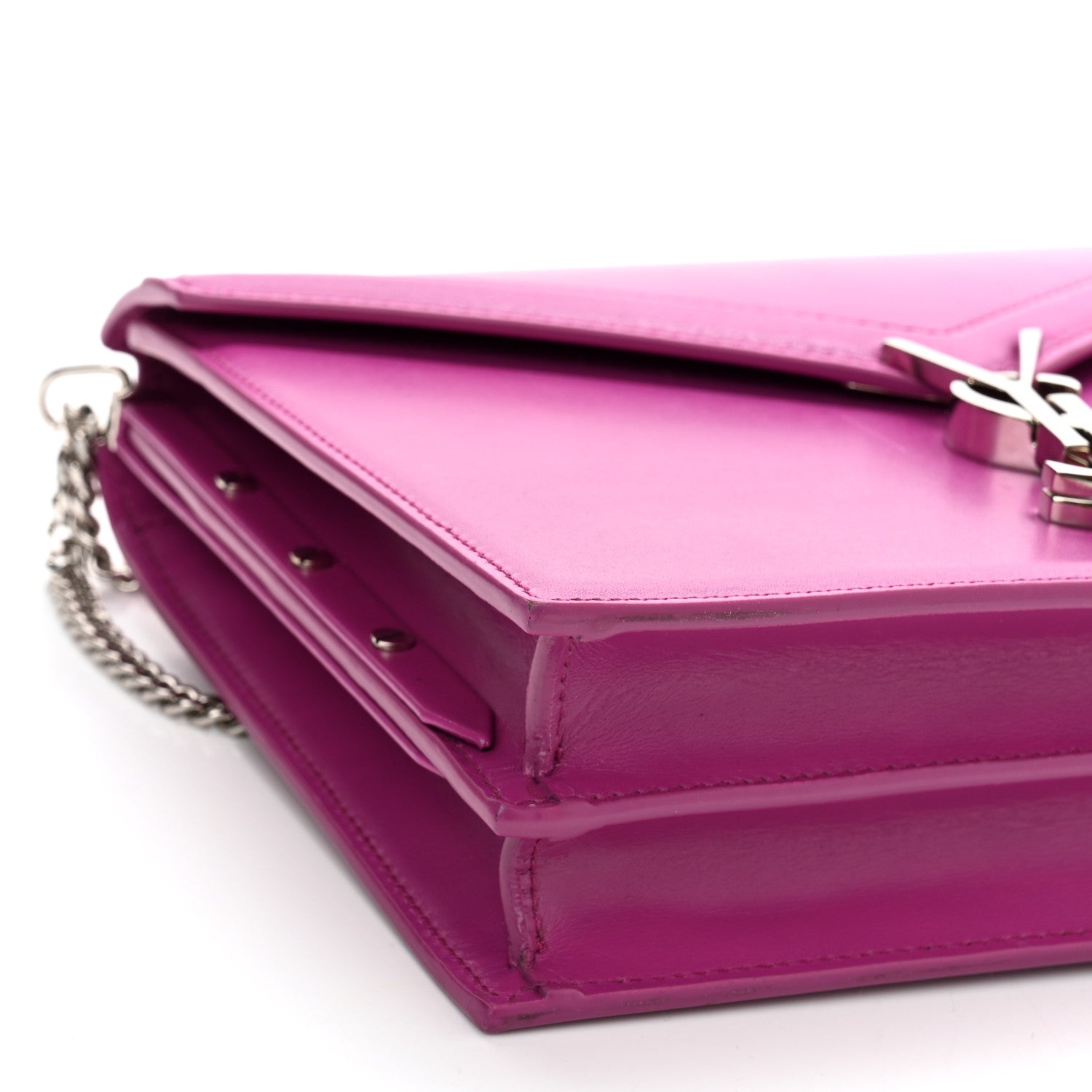Saint Laurent Smooth Calfskin Monogram Cassandra Clasp Bag Electric Fuchsia 9 of 10