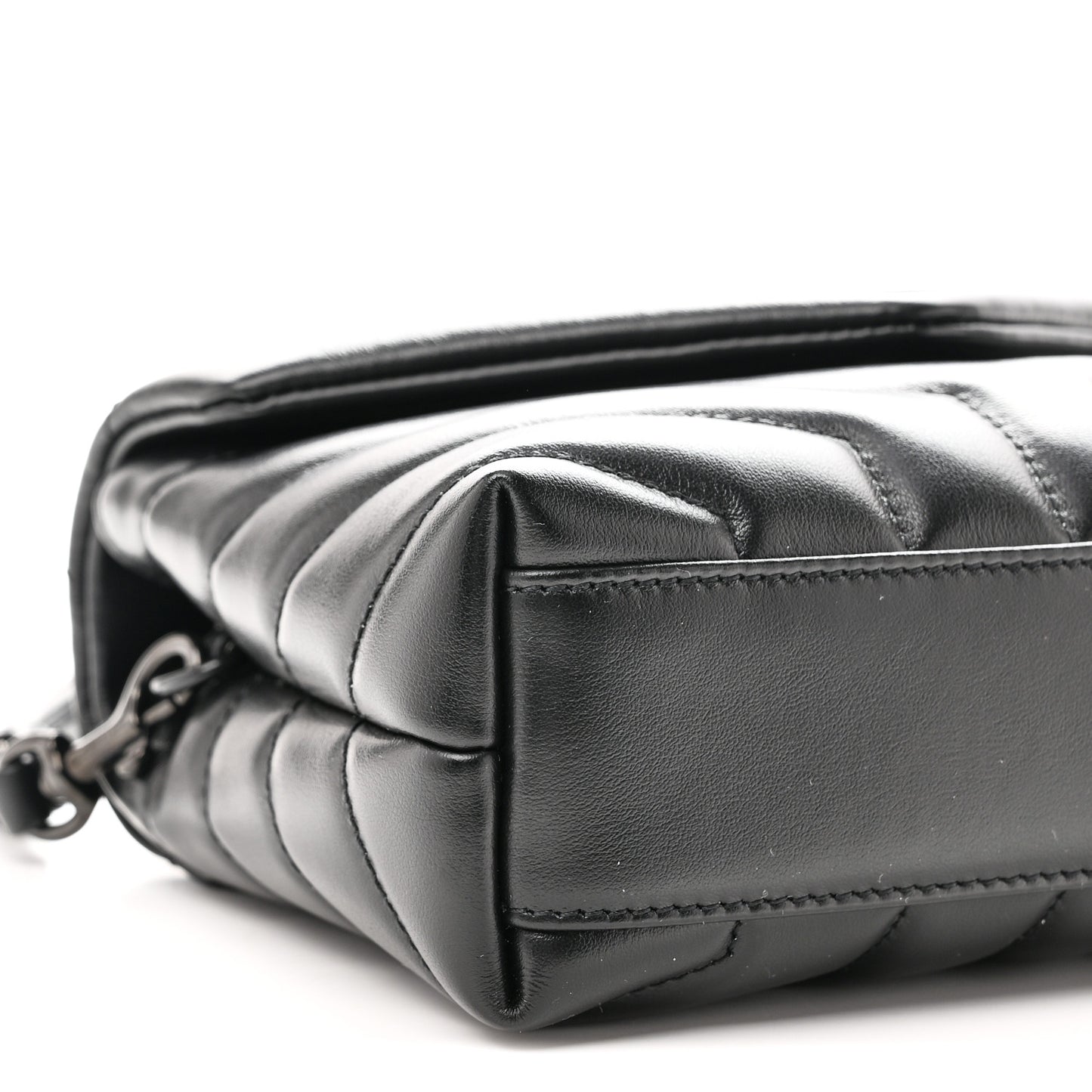Calfskin Y Quilted Monogram Monochrome Toy Loulou Crossbody Bag Black