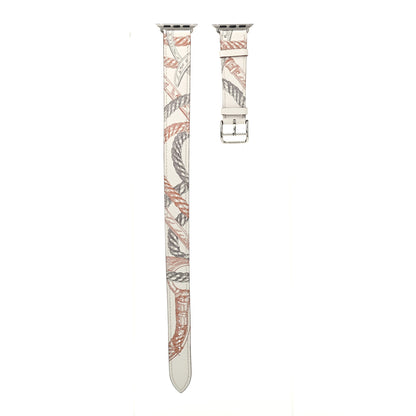 Hermes Swift Della Cavalleria Print 40mm Apple Double Tour Watch Strap White 1 of 6
