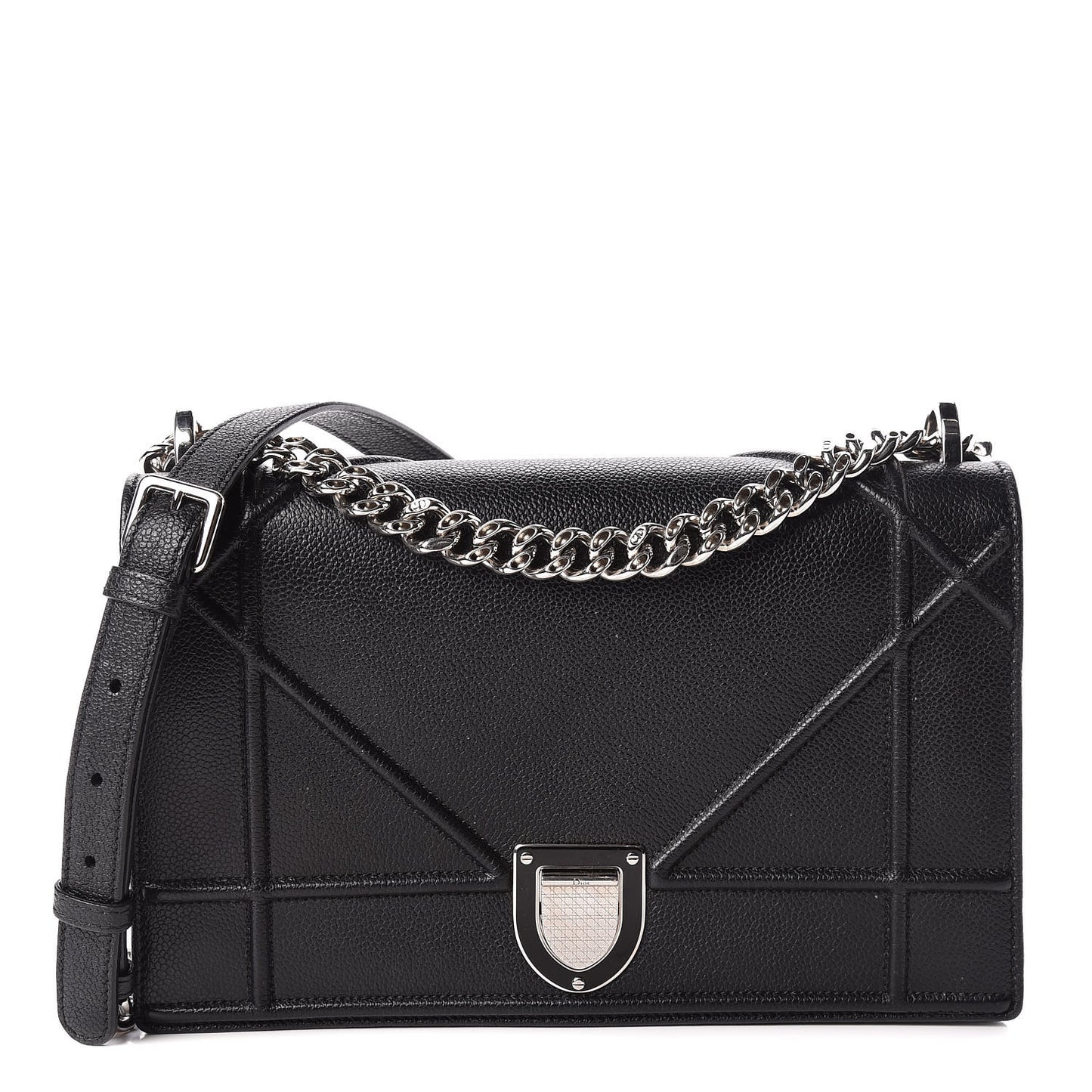 Grained Calfskin Medium Diorama Flap Bag Black