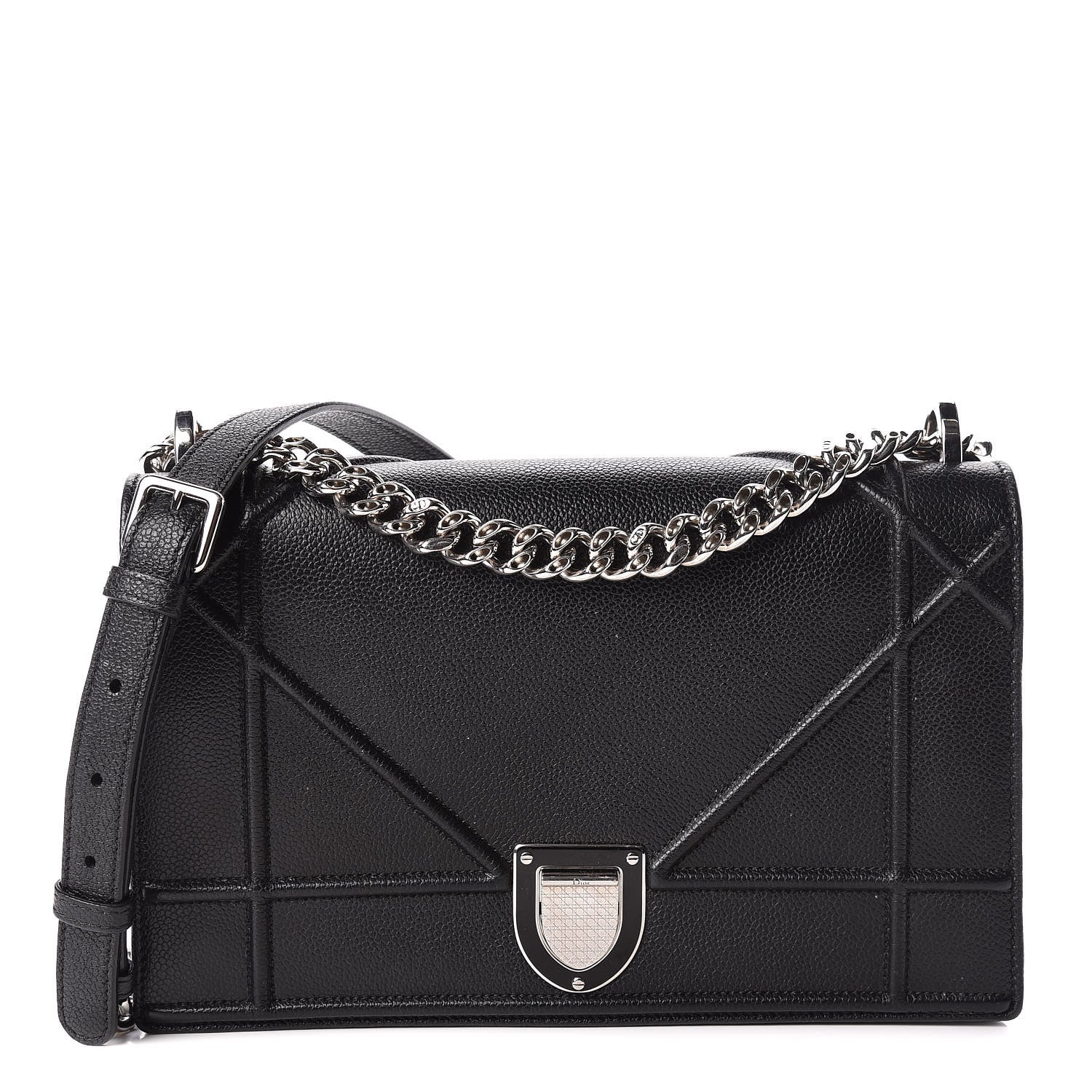 Christian Dior Grained Calfskin Medium Diorama Flap Bag Black 1 of 12