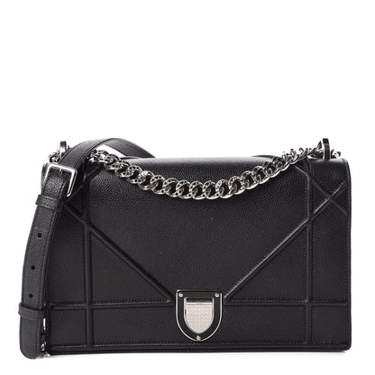 Christian Dior Grained Calfskin Medium Diorama Flap Bag Black 1 of 12