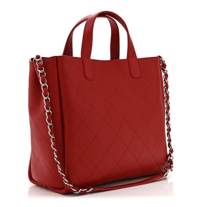 Chanel Bullskin Stitched Medium Shopping Bag  Red 3 of 10