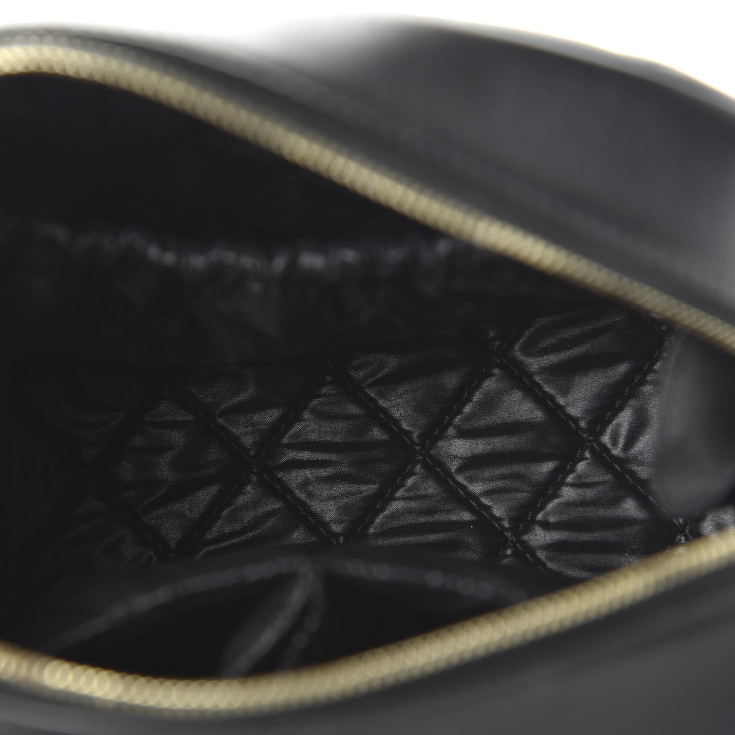 Lambskin Quilted Medium Curvy Pouch Cosmetic Case Black