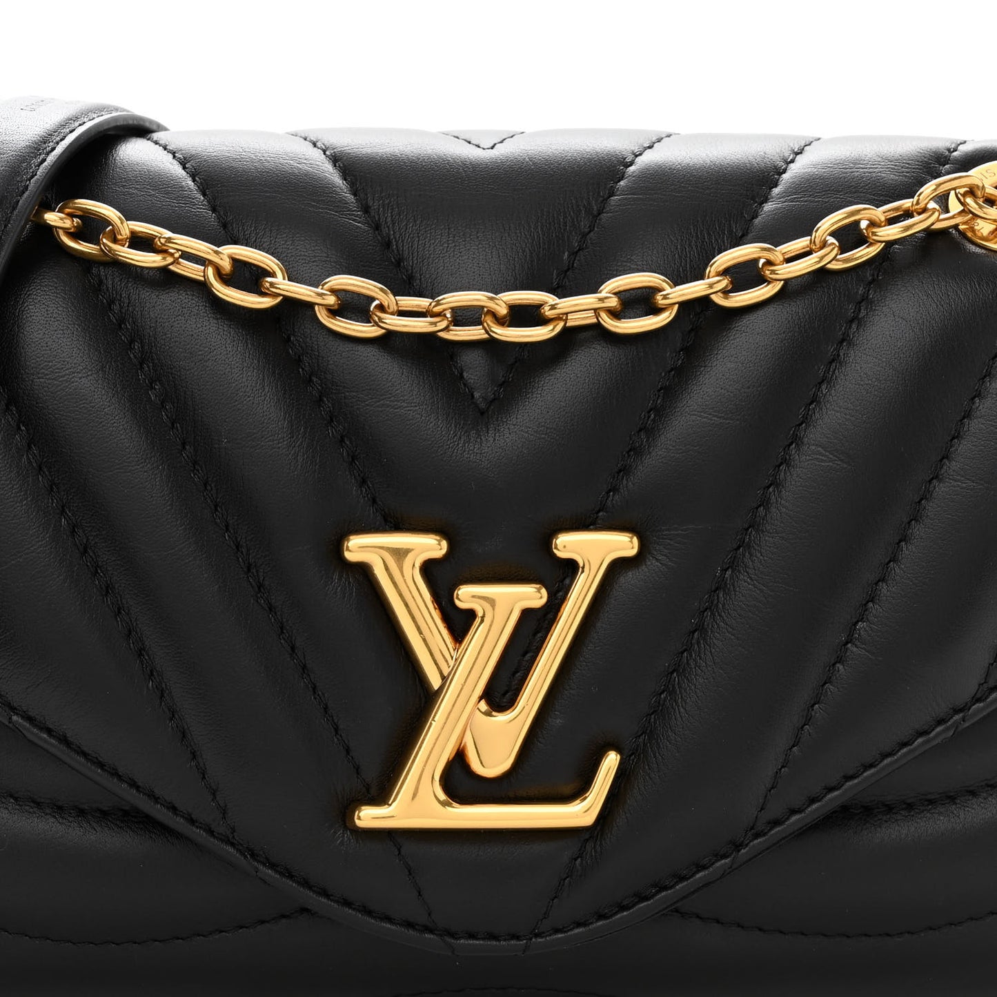 Calfskin LV New Wave Chain Bag Black