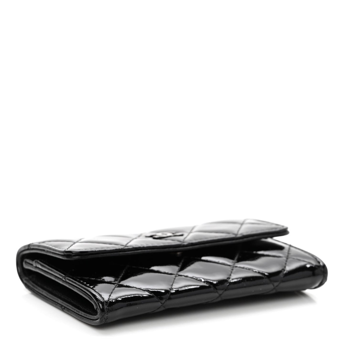 Patent Quilted Flap Card Holder So Black
