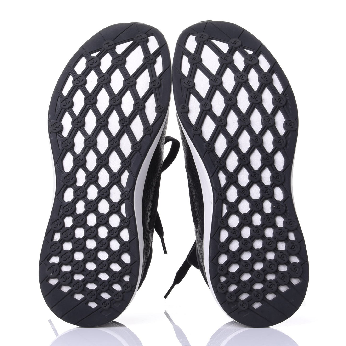 Calfskin Mesh Lycra Suede Womens Logo Sneakers 37.5 Black