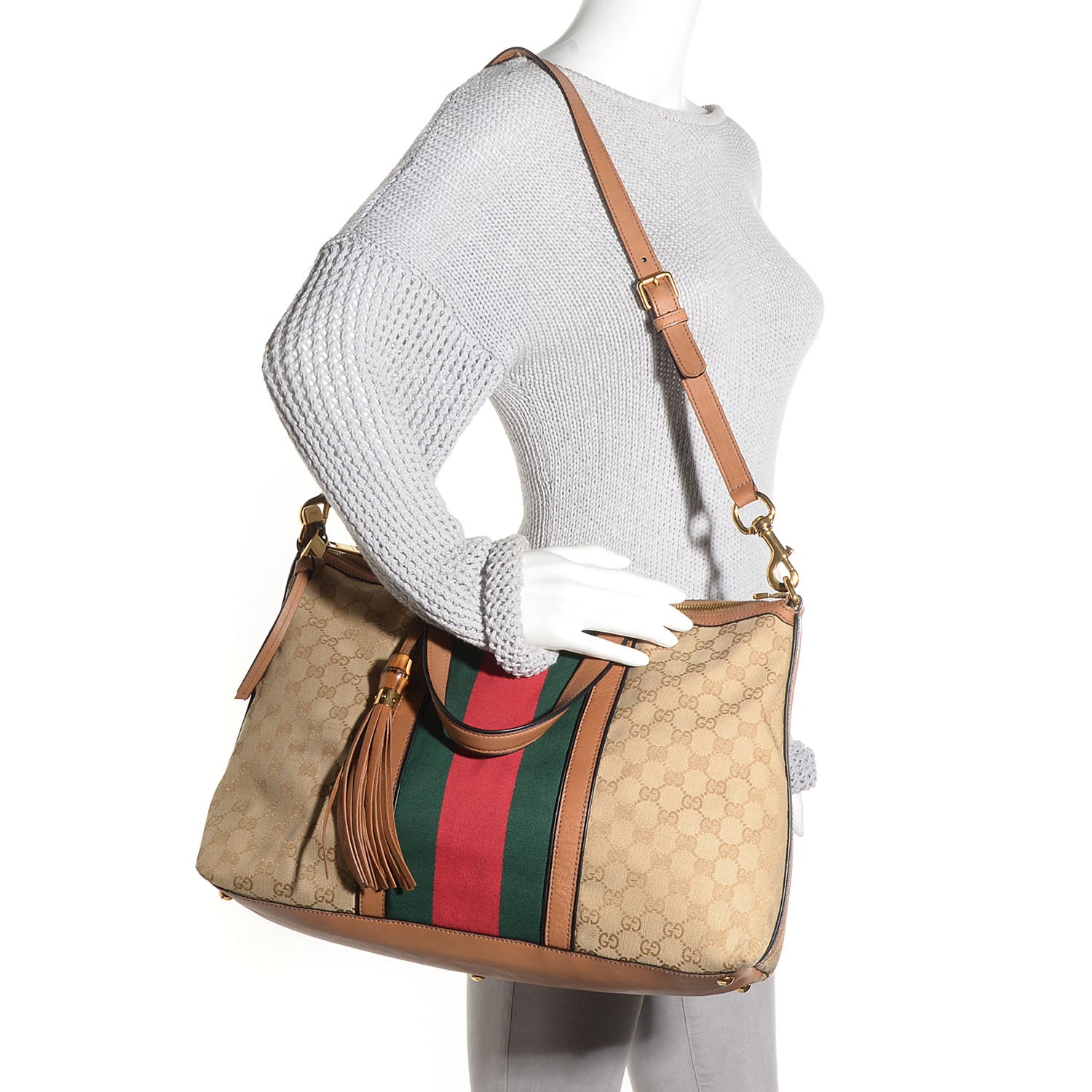 Gucci Monogram Web Medium Rania Top Handle Bag Khaki 2 of 8