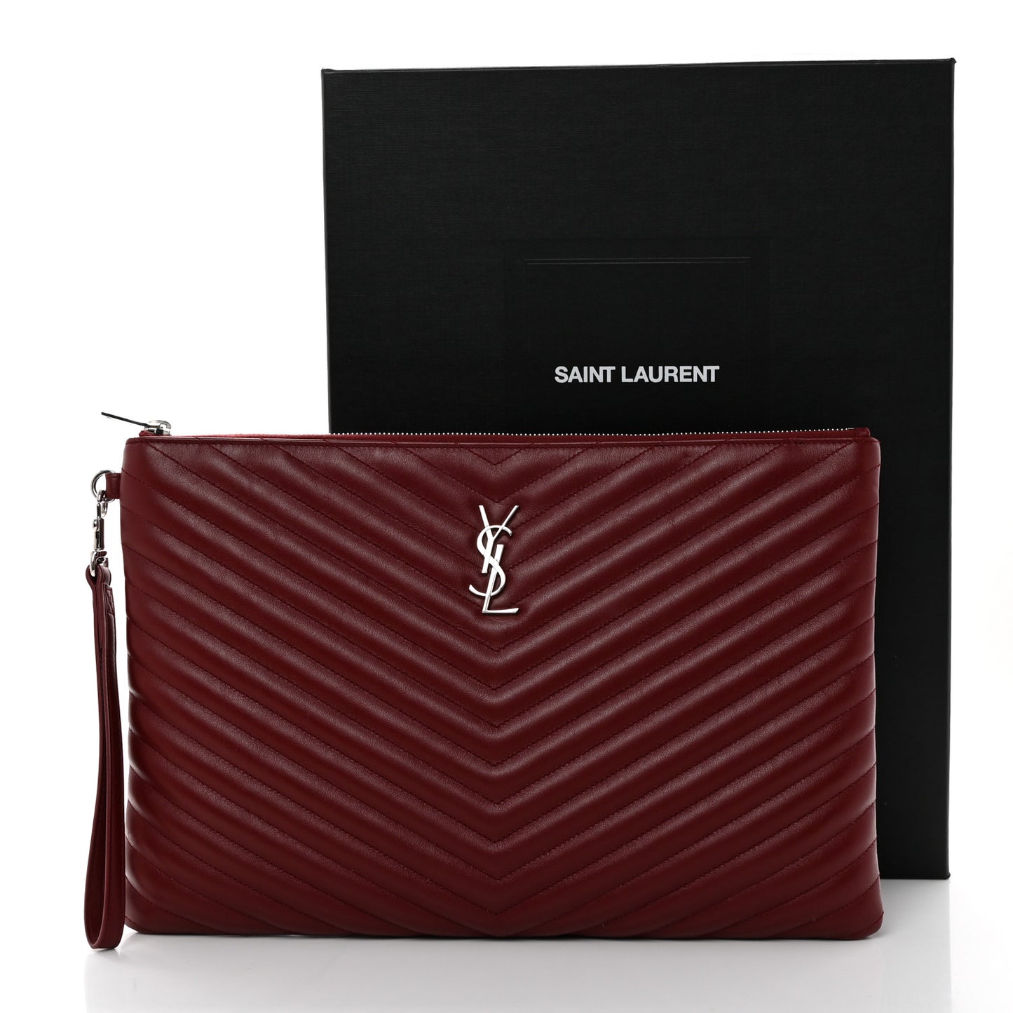 Calfskin Matelasse Chevron Monogram Document Holder Rouge Legion