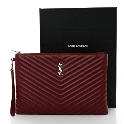 Saint Laurent Calfskin Matelasse Chevron Monogram Document Holder Rouge Legion 12 of 12