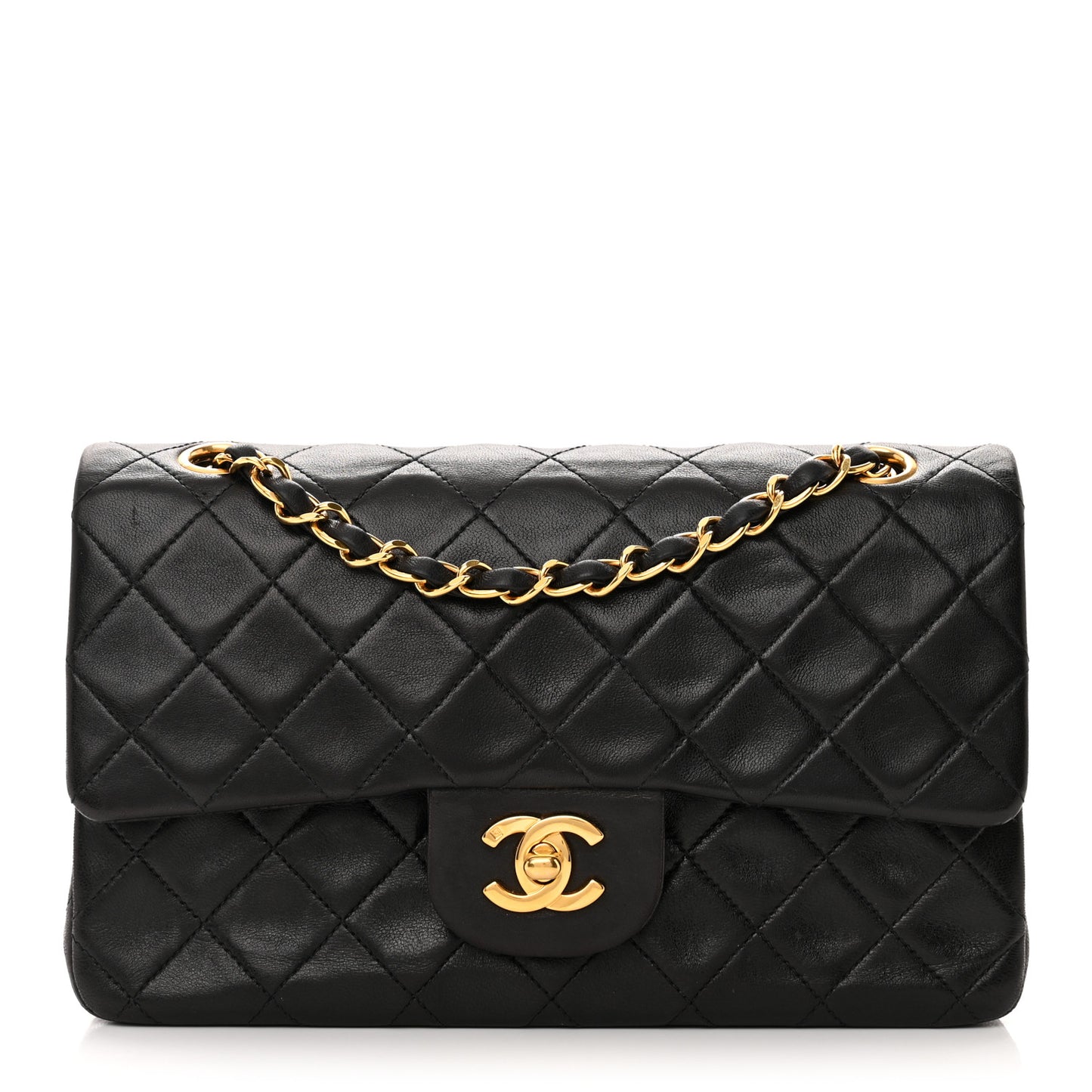 Lambskin Quilted Small Double Flap Black