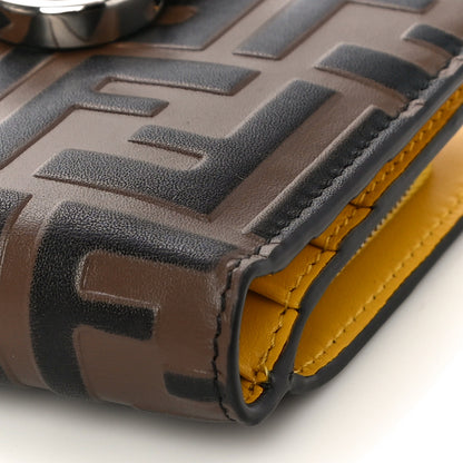 Fendi Vitello Cruise F is Fendi Bi-Color FF 1974 Embossed Compact Wallet Maya Black Sunflower 10 of 11