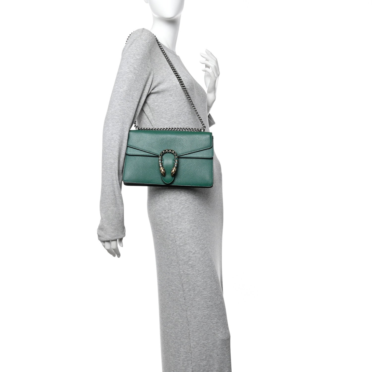 Gucci Pebbled Calfskin Small Dionysus Shoulder Bag Emerald 2 of 10