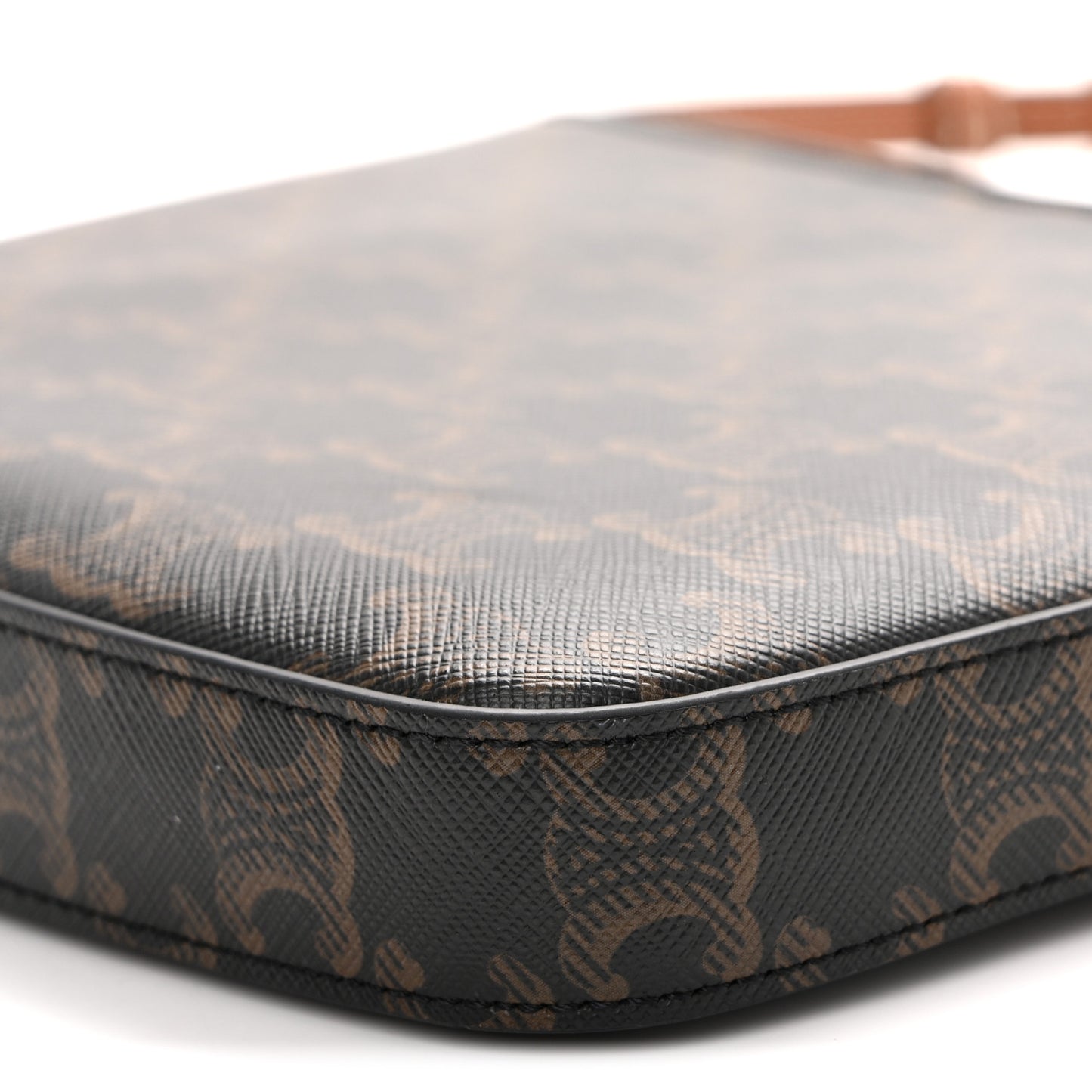 Triomphe Canvas Calfskin Medium Croque Bag Tan