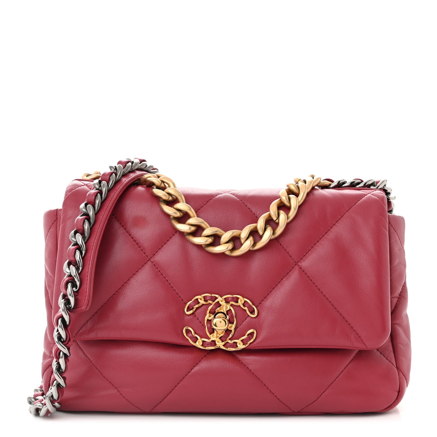 Chanel Goatskin Quilted Medium Chanel 19 Flap Red 1 of 13