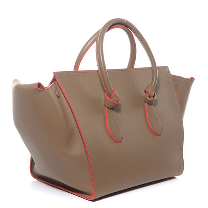 Celine Natural Calfskin Large Tie Knot Tote Dark Beige w Orange Trim 3 of 9