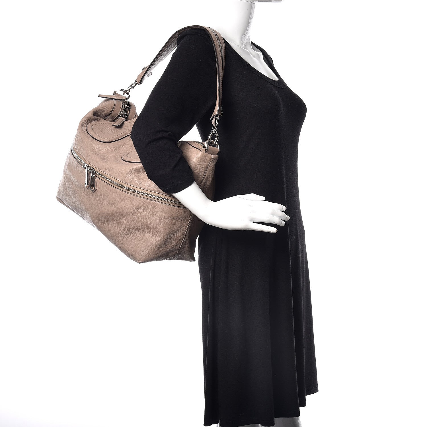 Givenchy Grained Calfskin Medium Zip Animation Nightingale Taupe 2 of 9