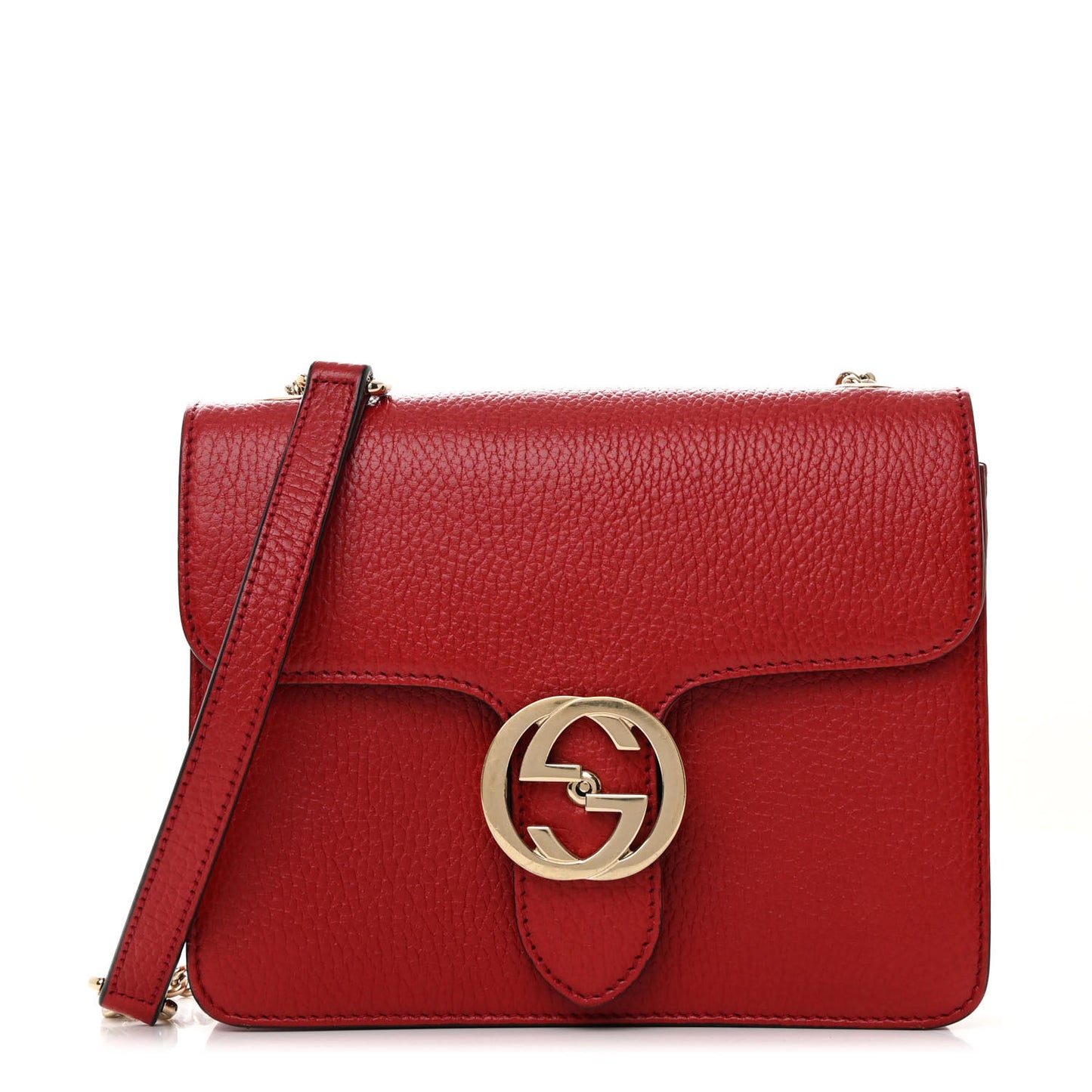 Dollar Calfskin Small Interlocking G Shoulder Bag Red