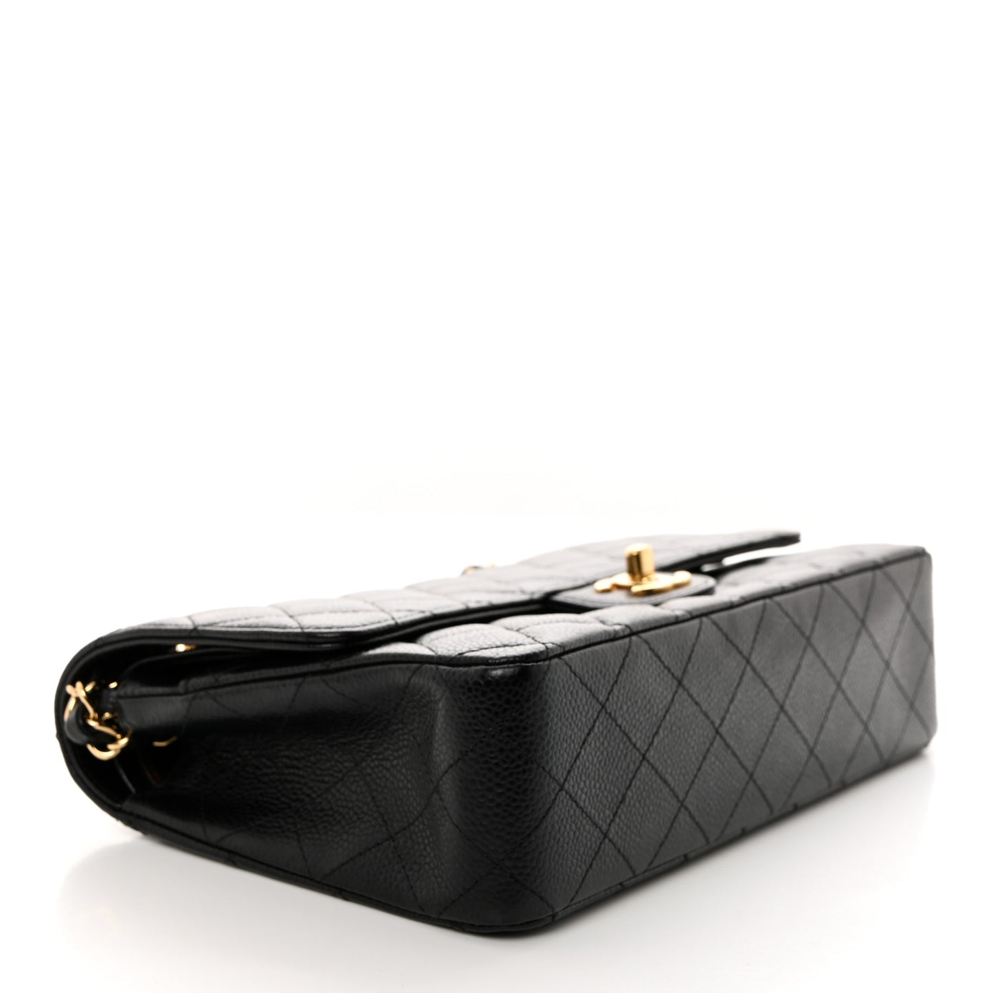 Caviar Quilted Medium Double Flap Black