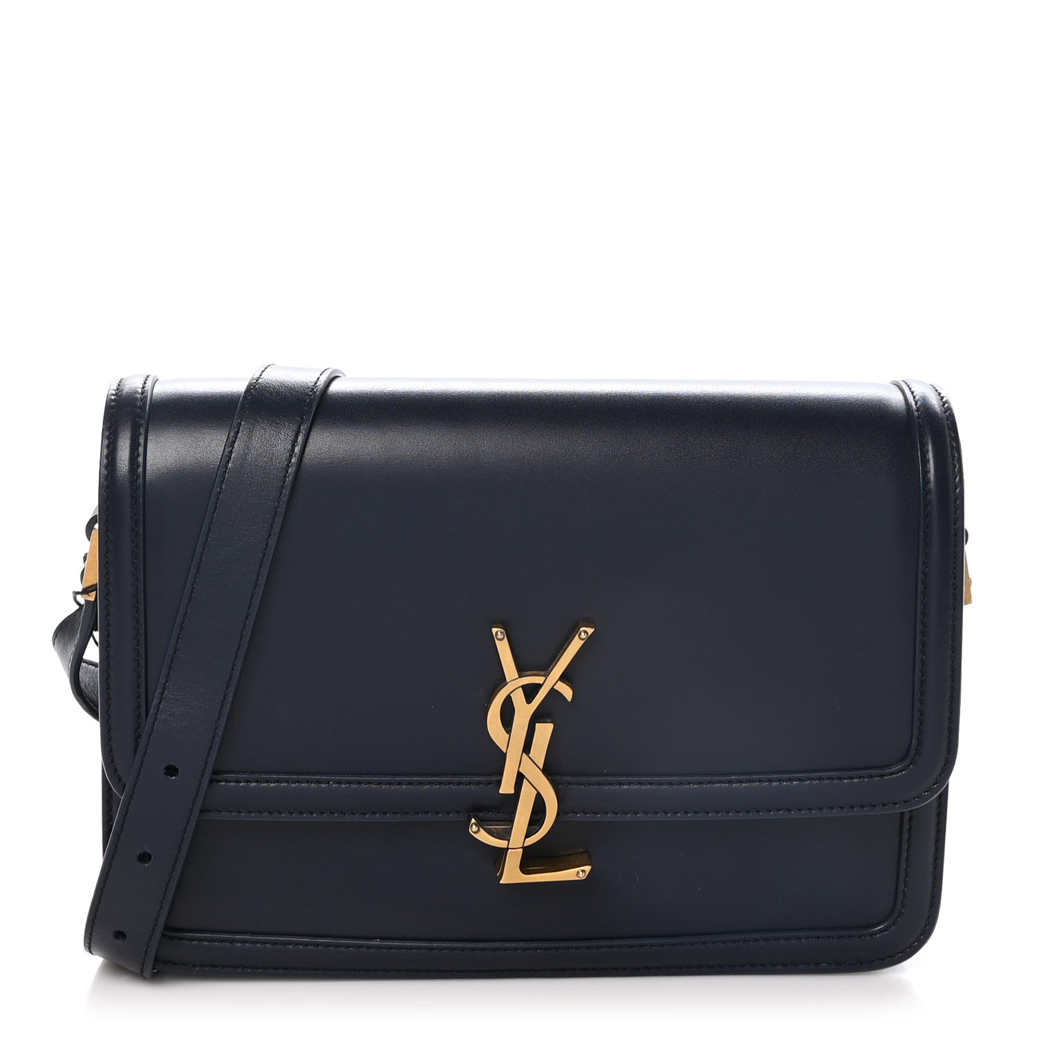 Saint Laurent Box Calfskin Monogram Medium Solferino Satchel Deep Marine 1 of 9