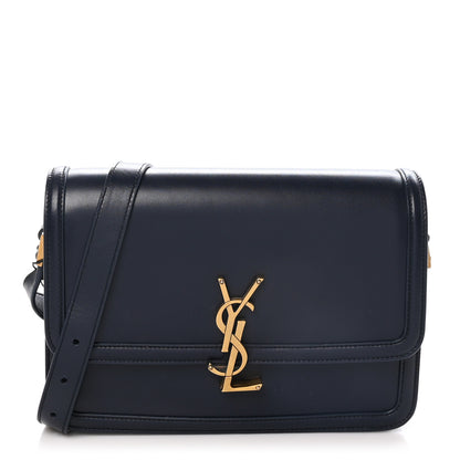 Saint Laurent Box Calfskin Monogram Medium Solferino Satchel Deep Marine 1 of 9