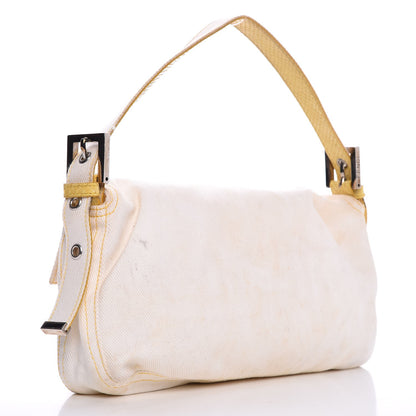 Fendi Denim Python Baguette White Yellow 3 of 21