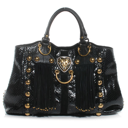 Gucci Python Suede Fringe Large Babouska Tote Black 1 of 7