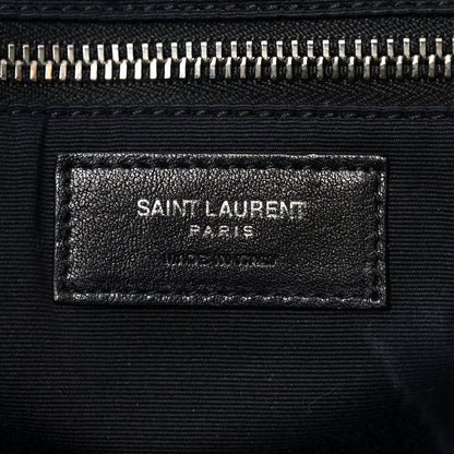 Saint Laurent Raffia Linen Calfskin Rive Gauche Tote Black 7 of 12