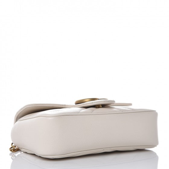 Gucci Calfskin Matelasse Super Mini GG Marmont Shoulder Bag White 3 of 6