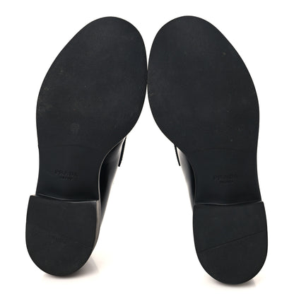 Prada Spazzolato Metal Triangle Logo 50mm Loafers 38 Black 6 of 9