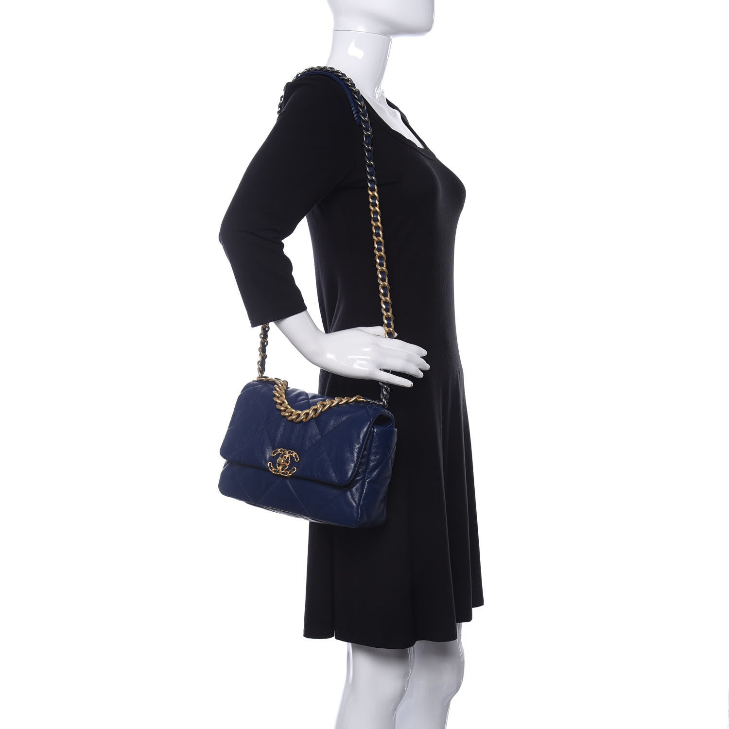 Chanel Goatskin Quilted Medium Chanel 19 Flap Dark Blue 2 of 11